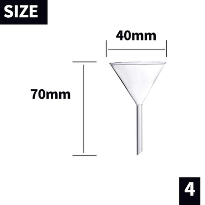 Young4us Glass Funnel Set, 4 Pcs Lab Borosilicate Glass Funnels, 100mm (170mm Length), 75mm (130mm), 50mm (90mm) & 40mm (70mm) Diameter