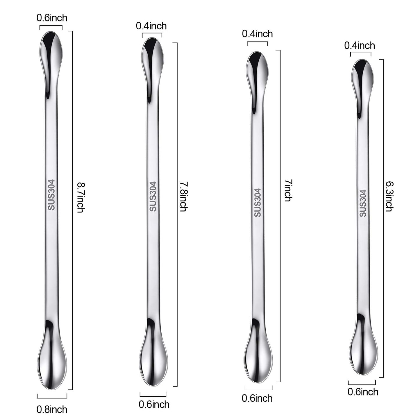 22 Pieces Stainless Steel Lab Spatula Micro Scoop Set Laboratory Sampling Spoon Mixing Spatula for Powders Gel Cap Filler