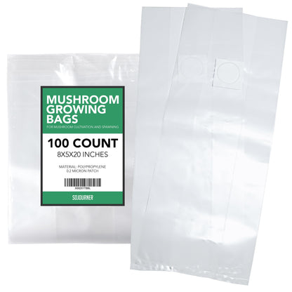 Sojourner Mushroom Grow Bags (50 Pk) - Mushroom Spawn Bags - 6 Mil Thick, Autoclave Bags, with Breathable 0.2 Micron Filter - Grow Mushrooms Supplies, Mushroom Bags Kit