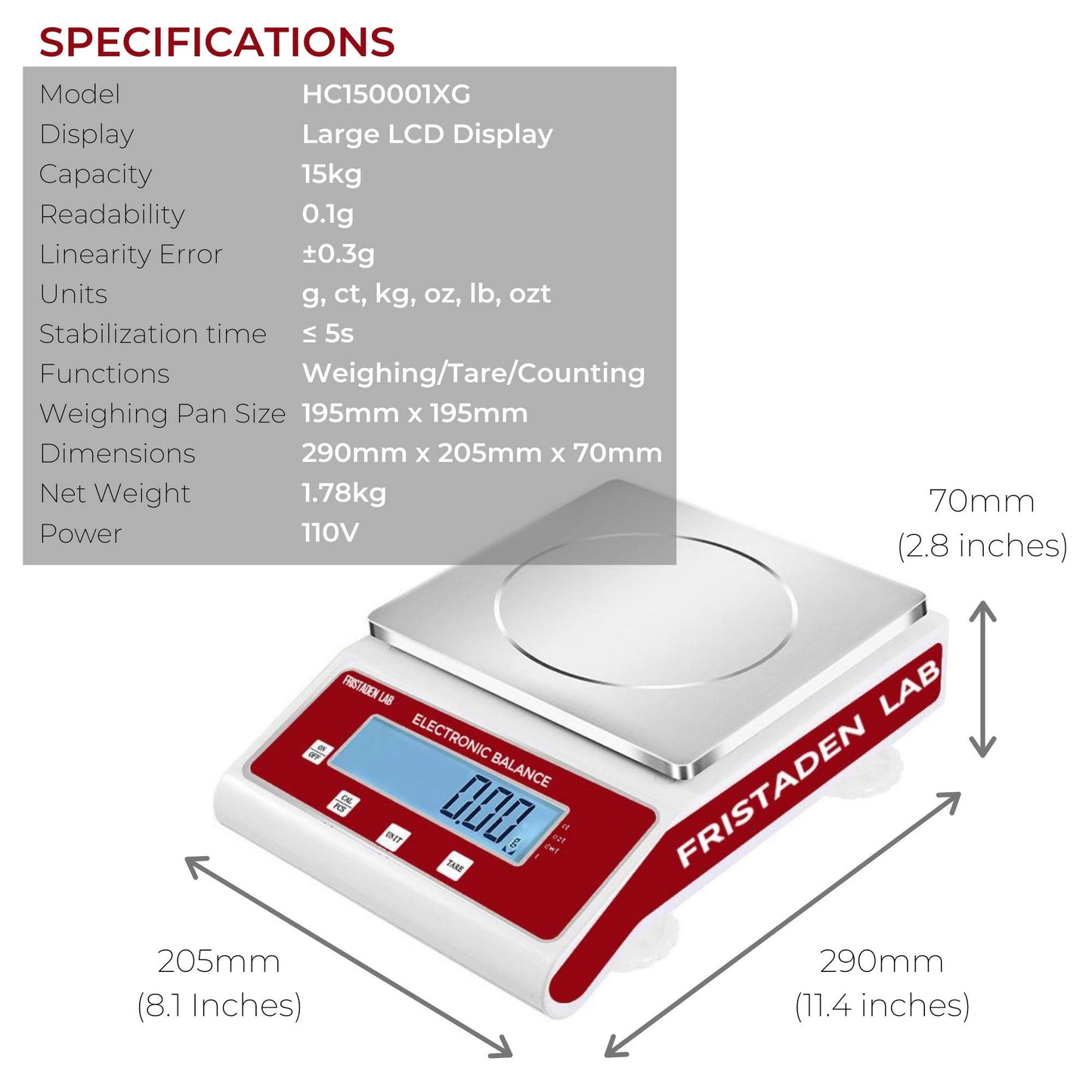 Fristaden Lab Gram Scale, Precision Analytical Balance 2000g x 0.01g, Ideal Industrial & Scientific Equipment, High-Accuracy Digital Scale