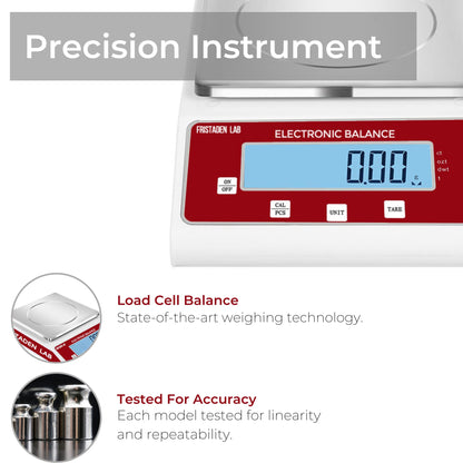 Fristaden Lab Gram Scale, Precision Analytical Balance 2000g x 0.01g, Ideal Industrial & Scientific Equipment, High-Accuracy Digital Scale