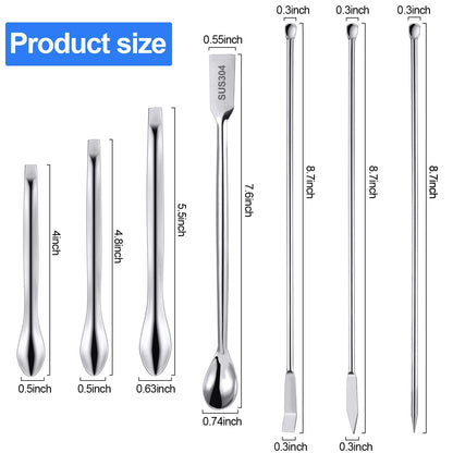 22 Pieces Stainless Steel Lab Spatula Micro Scoop Set Laboratory Sampling Spoon Mixing Spatula for Powders Gel Cap Filler