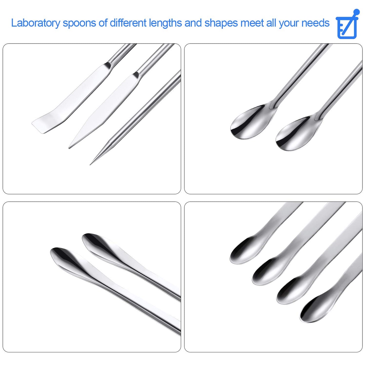 22 Pieces Stainless Steel Lab Spatula Micro Scoop Set Laboratory Sampling Spoon Mixing Spatula for Powders Gel Cap Filler