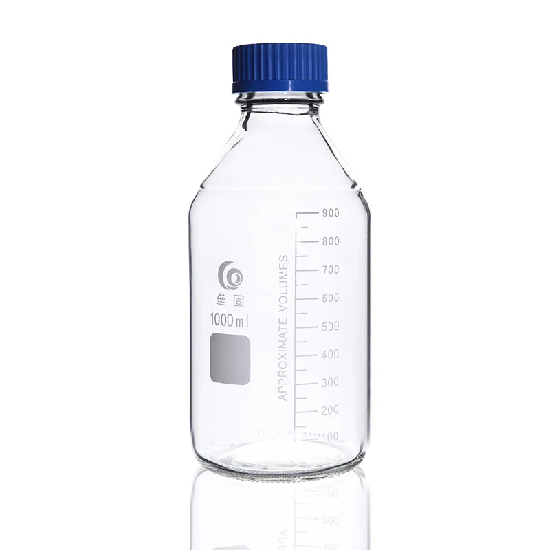 Glass Blue Transparent Reagent Bottle 100/250/500/1000ml Screw Mouth Scale Lab Sampling Bottle Transparent silk mouth bottle