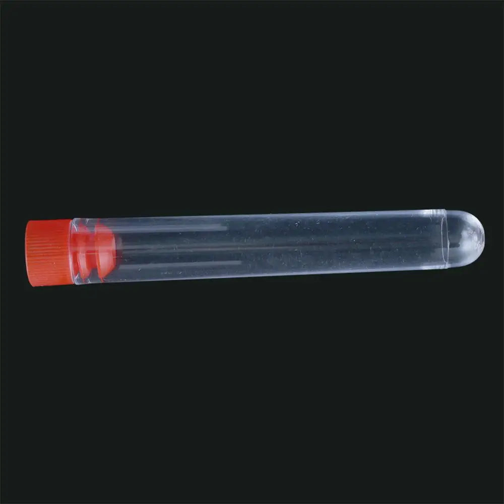 12*75mm Hard Plastic Test Tube with Plug Cap 5ml Disposable Round Bottom Clear Test Tube Laboratory Equipment 5 Pcs