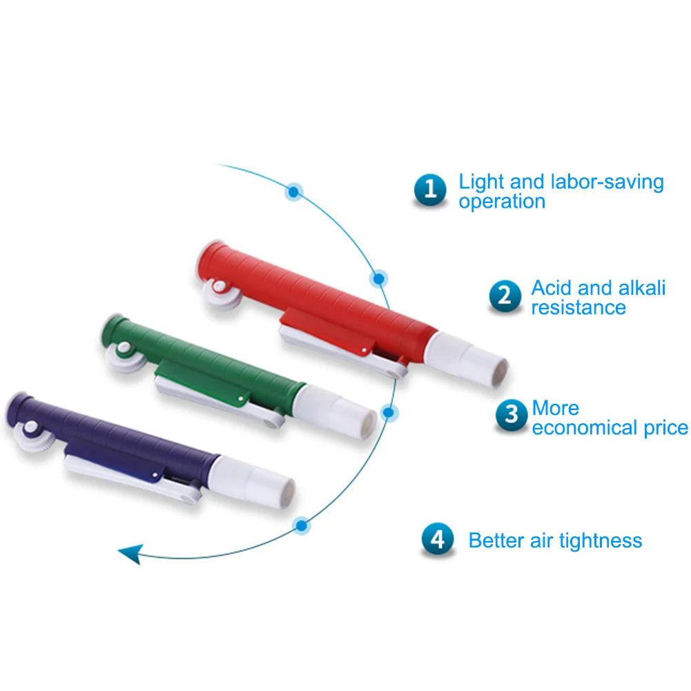 Pipettor Single Channel Volume Micro Pipettes Lab Transfer Pipettes for Lab 2ml 10ml 25ml Fast Release Manual Pipette Pump - Lab supply international 