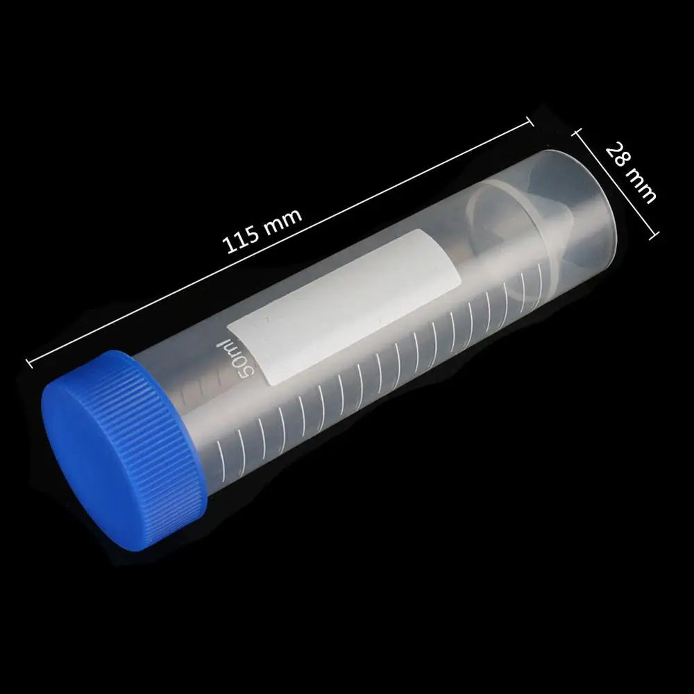 10 Pcs 50ml Plastic Screw Cap Flat Bottom Centrifuge Test Tube with Scale Free-standing Centrifugal Tubes Laboratory Fittings