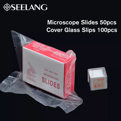 Biological Microscope Slides 50pcs +100pcs Cover Glass Slips for Preparation of Specimen Microscope Slides Glass Cover Slips - Lab supply international 