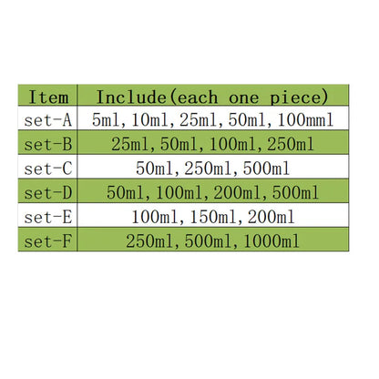 Set A-F Lab Borosilicate Glass Beaker Heat-resist Scaled Measuring Cup of Laboratory Equipment