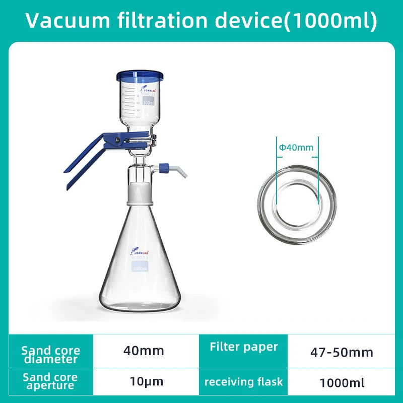 1000ml Vacuum Filter Apparatus Lab Equipment Filter Flask Glass Filter Sand Core Liquid Solvent Membrane Filter With Rubber Tube