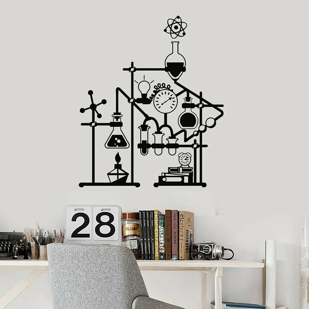 Science Vinyl Wall Decal Living Room Chemical Laboratory Wall Stickers for Chemistry School Room Decoration Removable W148 - Lab supply international 