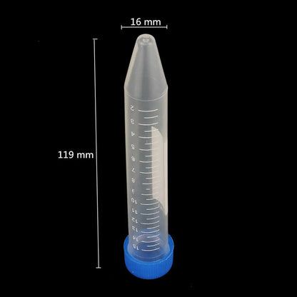 10Pcs 15ml Transparent Screw Cap Cone Bottom Centrifugal Tube with Scale Free-standing Centrifuge Tube Laboratory Vial Container