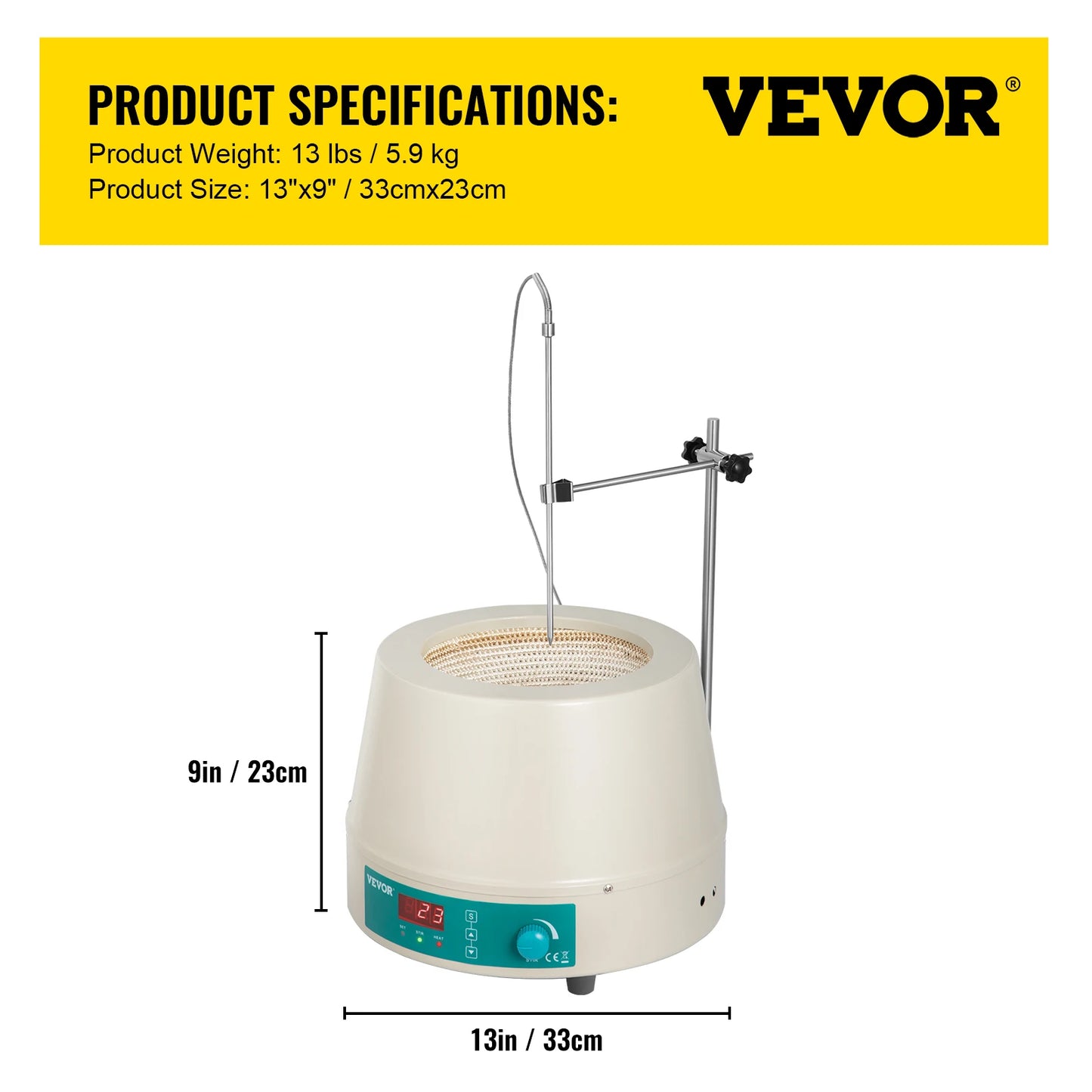 VEVOR 0.5L 1L 2L Heating Magnetic Agitador Digital Display Stirrer Hot Plate Vortrx Mixer Shaker Chemical Laboratory W/ Stir Bar