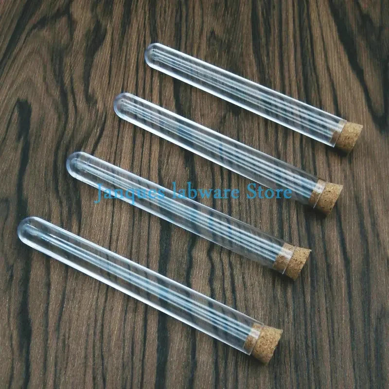 20pcs 12x100mm Laboratory Clear Plastic Test Tubes With Corks Bath salt vial with Stoper  Wedding Favor Gift Tube Camellia tube - Lab supply international 