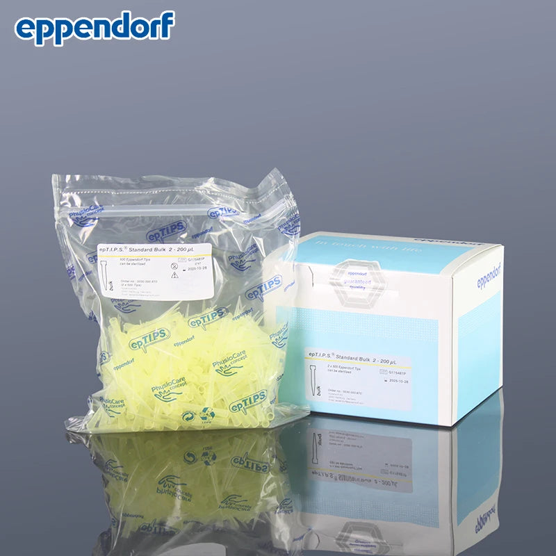 Eppendorf pipette tips Eppendorf epTIPS Plain bagged, premium grade Original plain bagged blue and yellow tips colorless tips