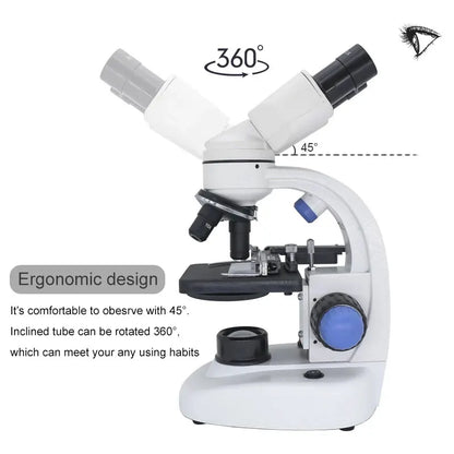 Biological Microscope with Digital Camera Wide-Field Eyepieces 40X-2000X Zoom Binocular Microscopes  Adjustable LED Lighting