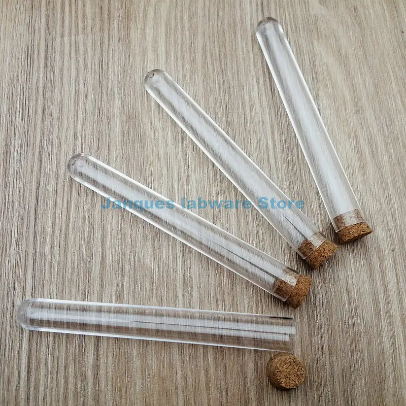 20pcs 12x100mm Laboratory Clear Plastic Test Tubes With Corks Bath salt vial with Stoper  Wedding Favor Gift Tube Camellia tube - Lab supply international 