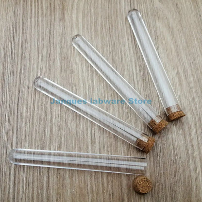 20pcs 12x100mm Laboratory Clear Plastic Test Tubes With Corks Bath salt vial with Stoper  Wedding Favor Gift Tube Camellia tube - Lab supply international 