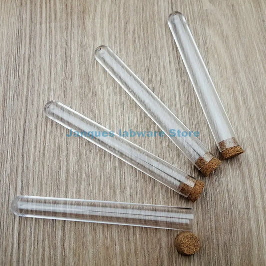 20pcs 12x100mm Laboratory Clear Plastic Test Tubes With Corks Bath salt vial with Stoper  Wedding Favor Gift Tube Camellia tube - Lab supply international 