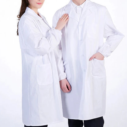 Unisex Long Sleeve White Lab Coat Medical Nurse Doctor Uniform Tunic Blouse Allow Customization of Logol