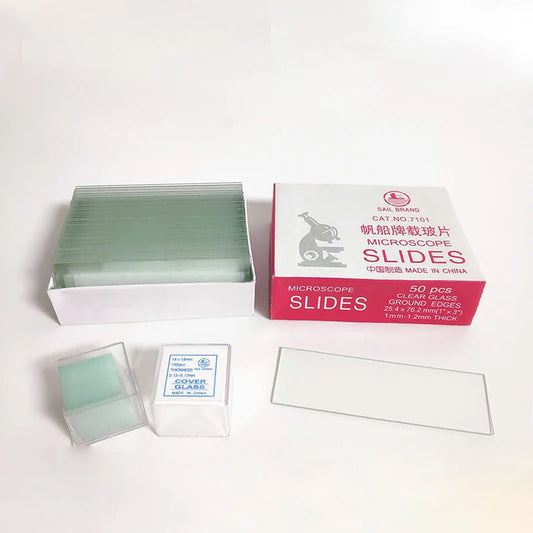 50 pcs Microscope Slides and 100 pcs Cover Glass for Preparation of Specimen Microscope Slides Glass Cover Slips