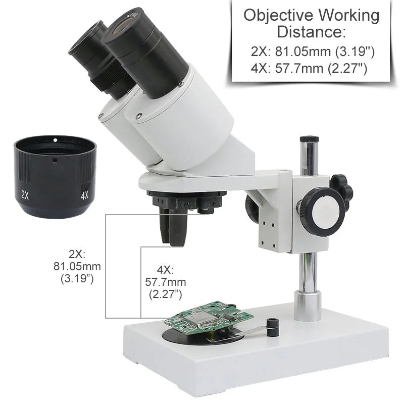 20X 40X Illuminated Industrial Stereo Microscope Soldering Repairing Tool for Mobile Phone Watch Clock Repairing PCB Inspection - Lab supply international 