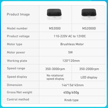 WEST TUNE 2000rpm/3000rpm Mini Magnetic Stirrer with Stir Bar Brushless DC Motor Magnetic Mixer Laboratory Supplies