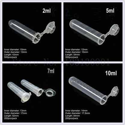 Laboratory Plastic Centrifuge Tube EP Test Tube 0.1 0.2 0.5 1.5 2 5 7 10 15ml PCR Tube for Virus Samples School Experiment