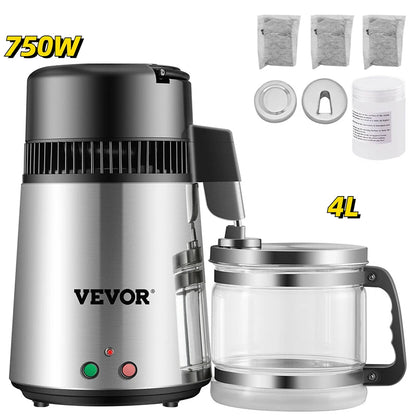 VEVOR 4L Water Distiller Purifier Filter for Drinking Water Bottle Electric Kettle Stainless Steel Cooler Office Home Appliances - Lab supply international 