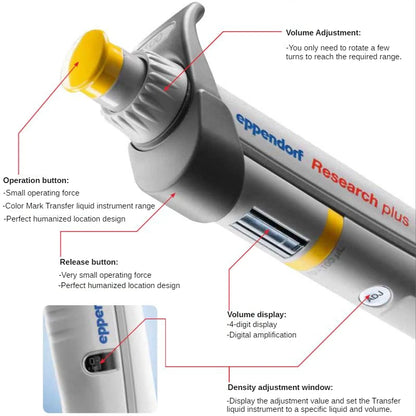 Scientific Lab Pipette Single Channel Adjustable Volume Eppendorf Research Plus Whole Sterilized Gas Piston Pipettor Elastic Tip