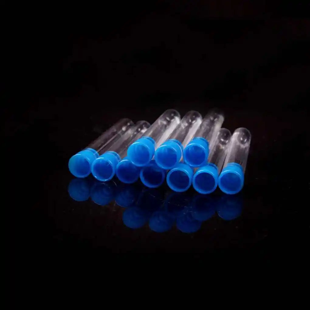 10PCS 12x75mm Lab Clear Plastic Test Tube Round Bottom Tube Vial with Cap Office Lab Experiment Supplies