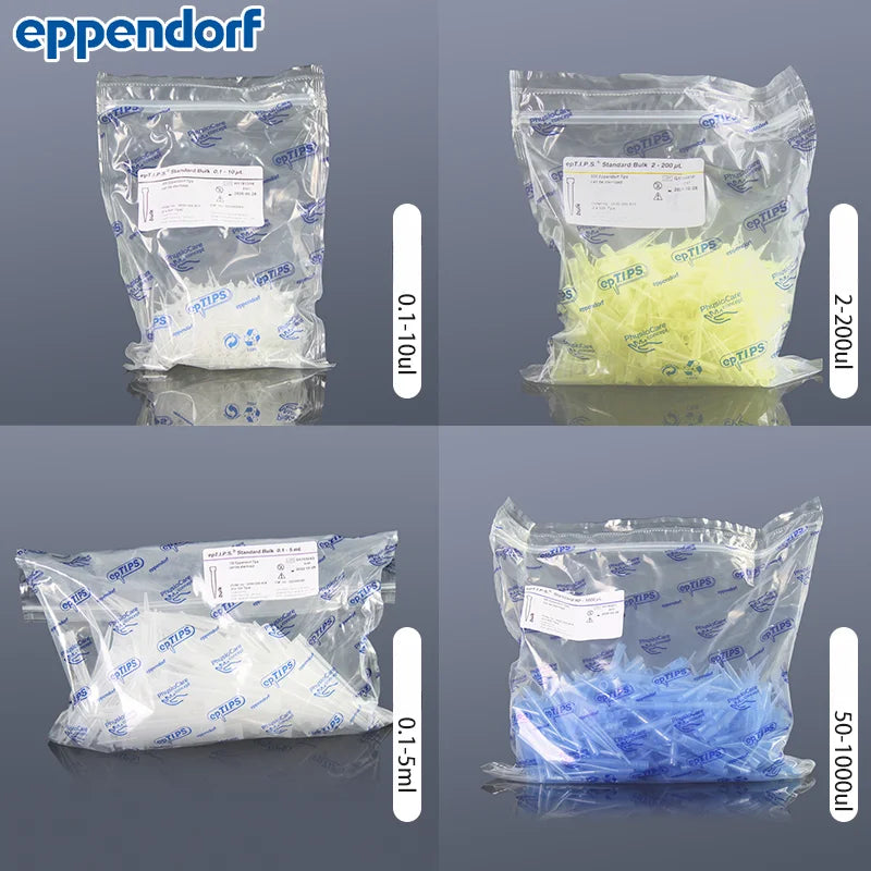 Eppendorf pipette tips Eppendorf epTIPS Plain bagged, premium grade Original plain bagged blue and yellow tips colorless tips