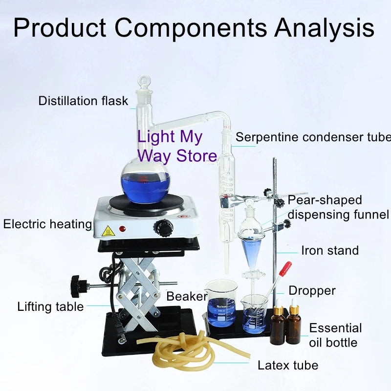 Electric heating distillation set essential oil distillation device distillation water refining glass distillation condenser - Lab supply international 