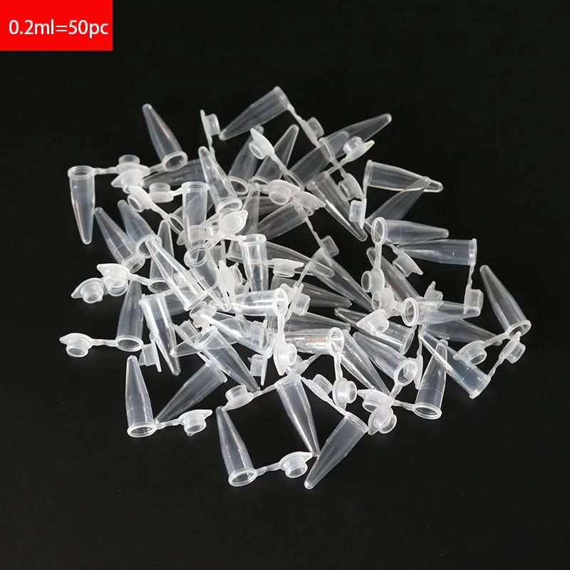 Wholesale Micro 0.2ml Centrifuge Tube 50 Test Tubes Transparent Plastic Tube Container Science Laboratory Test Accessories Lid