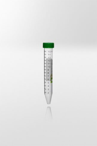 Nerbe plus-Centrifuge tube PP with screw cap PE, 15ml, Ø17x120mm, conical bottom, tube transp., cap green, German made