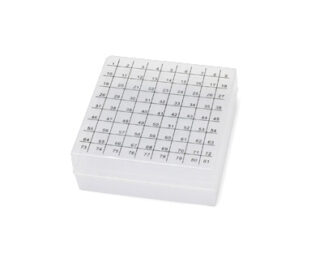 PP cryogenic box for 2mL vials with lid grid, 9x9 Endo plasticware